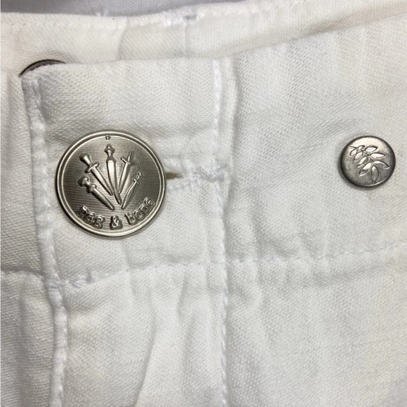 RAG & BONE White Cotton Straight Wide Leg Crop Pants Raw Hem Distressed Pants - Picture 11 of 14